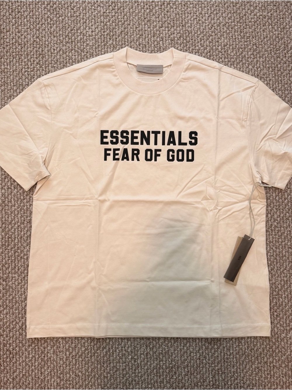 Essentials Fear of God T-Shirt in Cream with Black Logo
